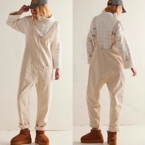 We The Free High Roller Cream Loose-Fit Women’s Denim Utility Overalls | XS